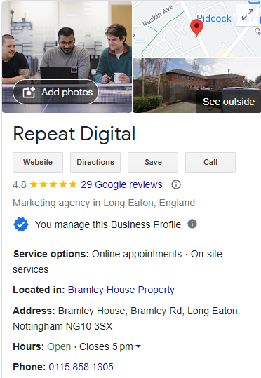 Repeat Digital Google My Business Listing